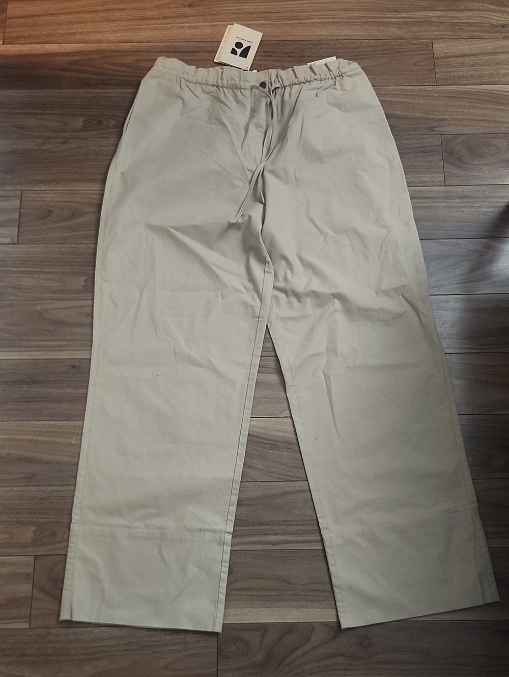 Frank And Oak NWT Casual Drawstring Chino Pants Beige XL Annie Relaxed Fit